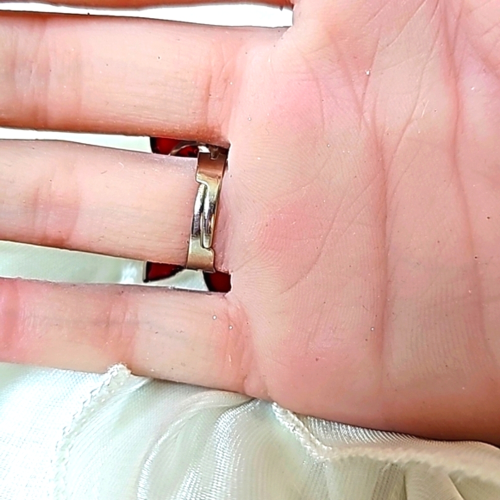 Flowered Custom Ring with Silver Adjustable Band. OS - Picture 3 of 9